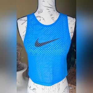 Nike Royal Blue Mesh Soccer Bib Cropped Top Black Swoosh Size XS